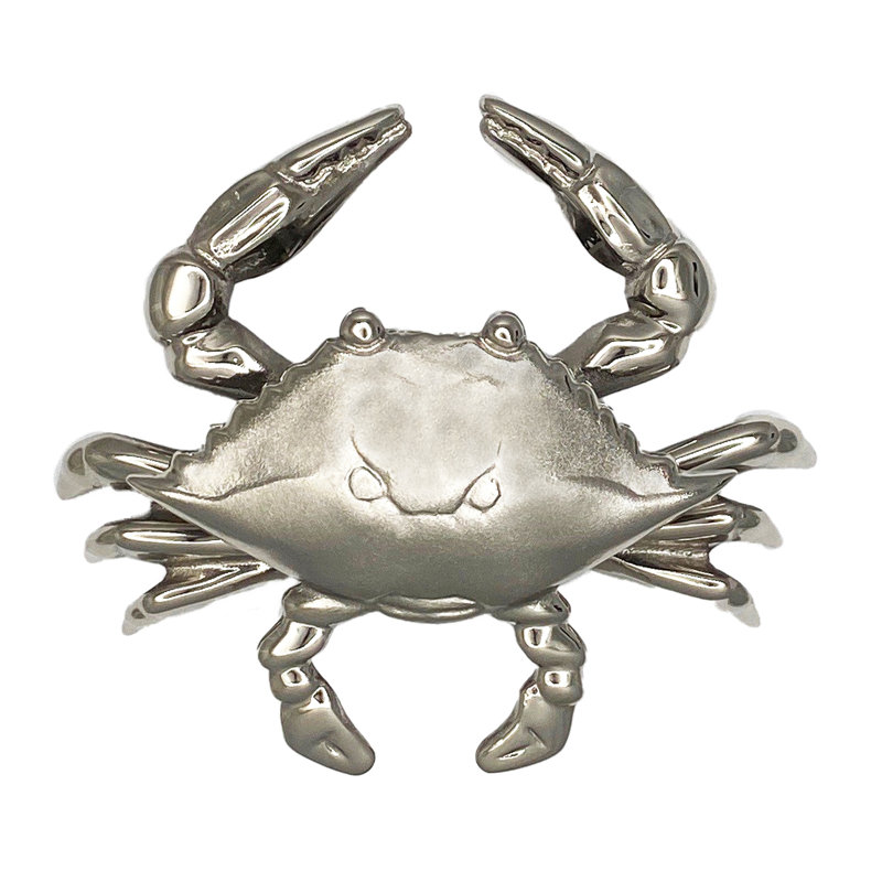 Blue Crab Door Knocker, Nickel Silver, 6" x 7" x 2.25"