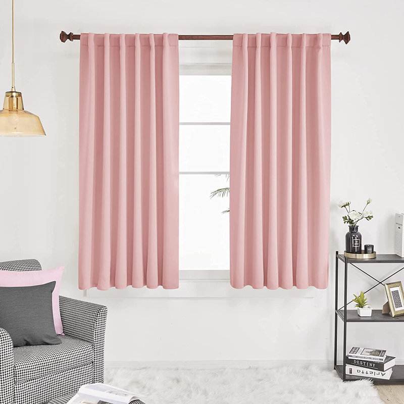 Harue Curtain Pair, 52" W x 72" L, Coral Pink