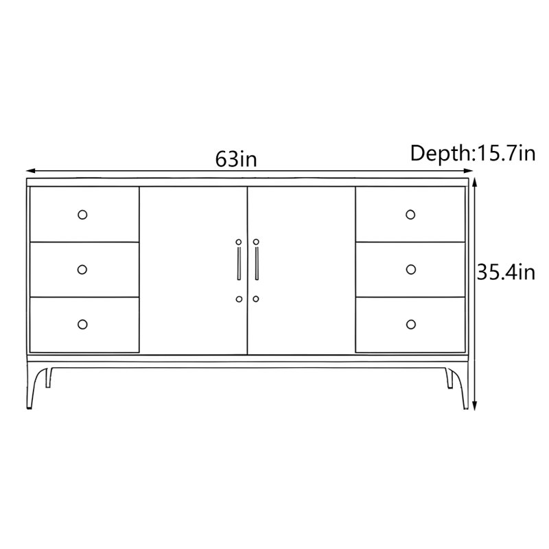 Modern Minimalist Entryway Cabinet, 35.4" H x 63" W x 15.7" D