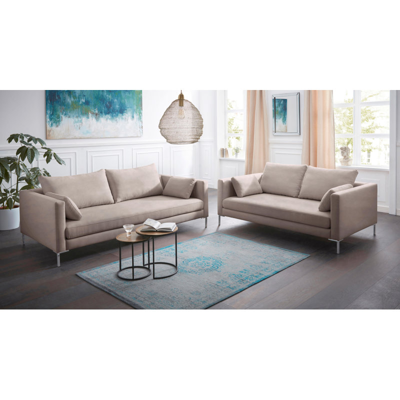 Marius 194Cm Square Arm Sofa, Light Grey, Velvet