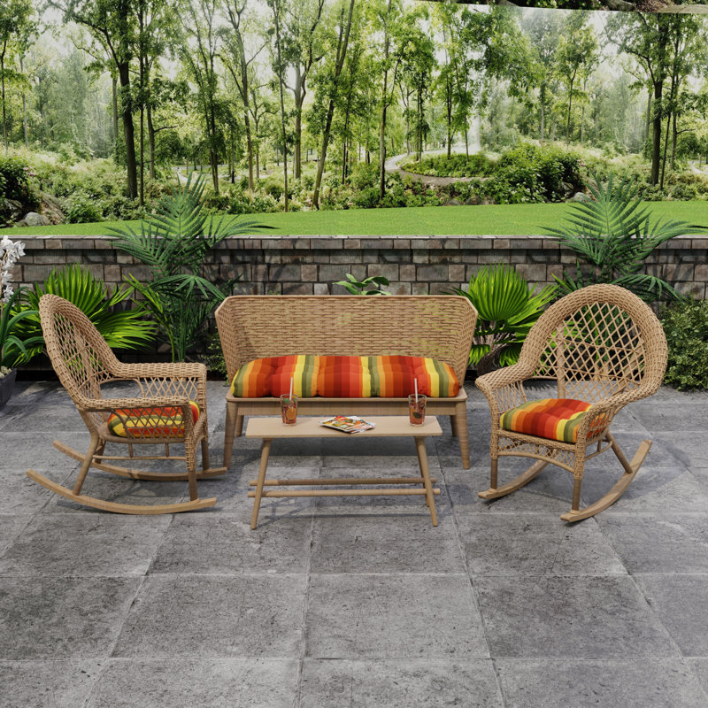 Outdoor Wicker Cushion Set for Bench and 2 Seats, Islip Cayenne