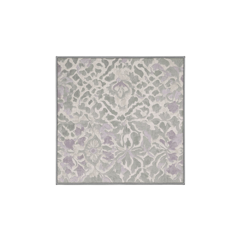 Tapis gris lavable à la machine, Carré 4 pi
