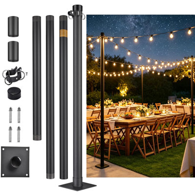 10 Ft Shade Sail Pole Post with Bracket Clamp