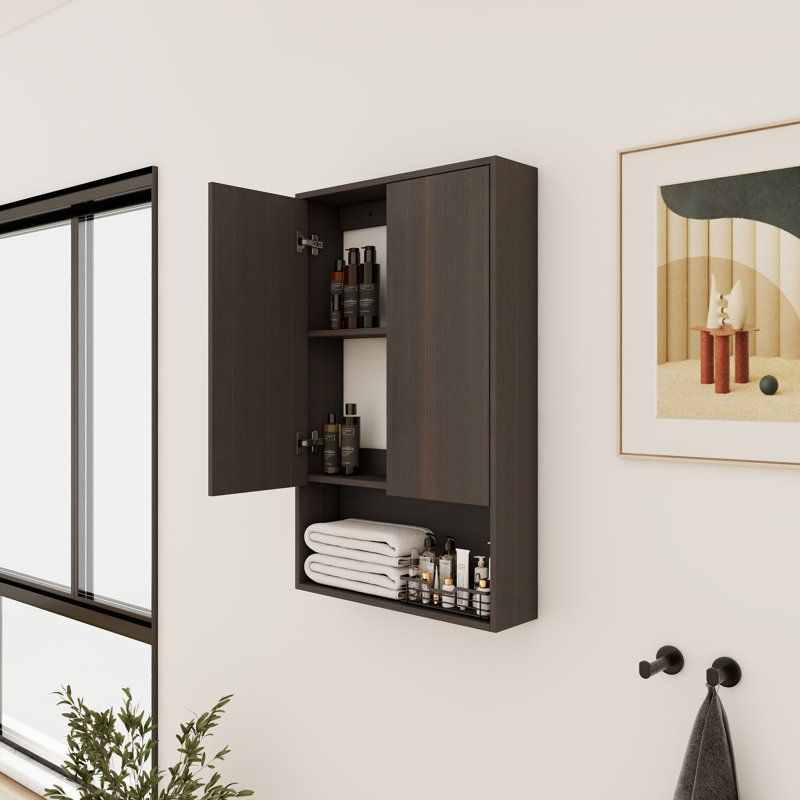 Rangement de salle de bain simple 24 po avec 2 portes à fermeture douce, Black