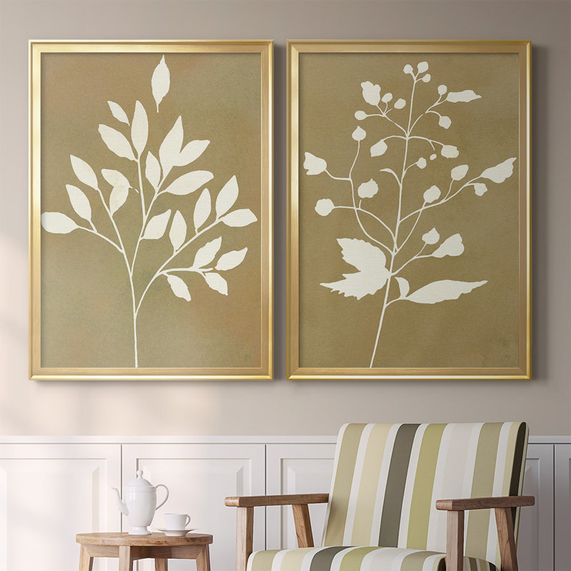 Toile encadrée de qualité supérieure Honey Botanical I - prête à être accrochée, Or, H 41,25 po x l 61 po x P 1,25 po