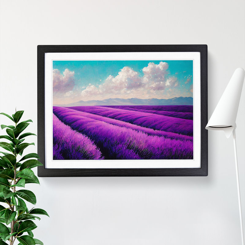 Astonishing Lavender Flower Field - Single Picture Frame Print, Black Framed, 34cm H x 46cm W x 2cm D