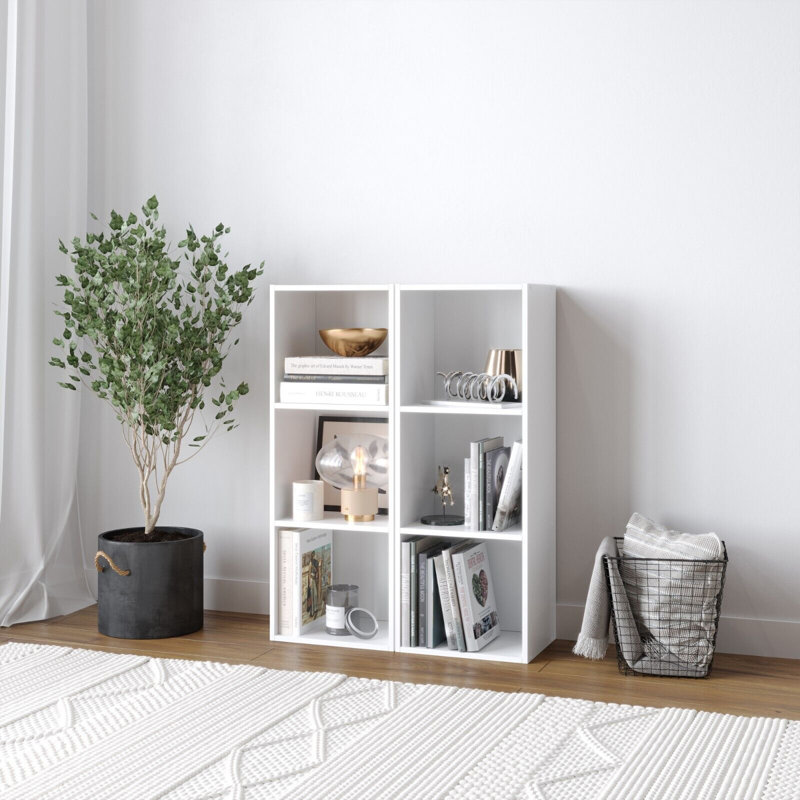 Jaidyn 76.2cm H x 76.2cm W Standard Bookcase, Set of 2, White