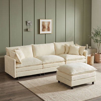 L-Shaped Sectional Sofa with Movable Ottoman