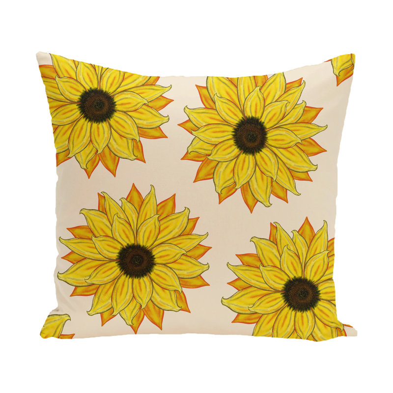  Housse et insert de coussin d'extérieur tournesol, H 20 po x l 20 po, Jaune