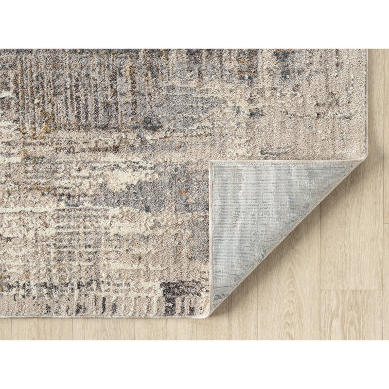 Toile Mayflower - Tapis abstrait texturé gris moderne, Rectangle 1 pi 10 po x 3 pi
