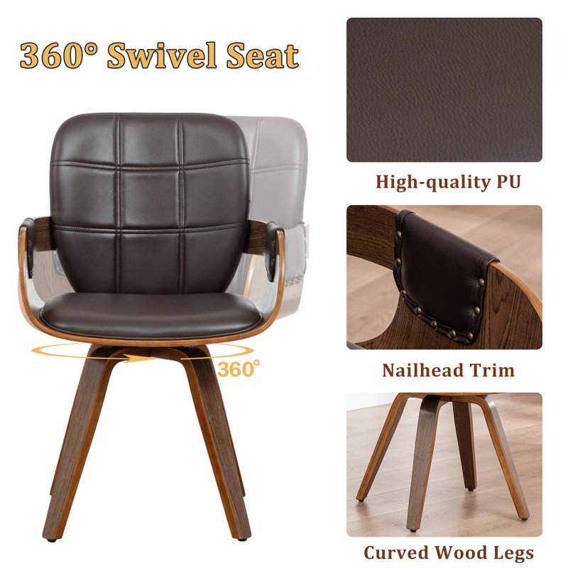 Braiden Swivel Faux Leather Dining Chair, Brown