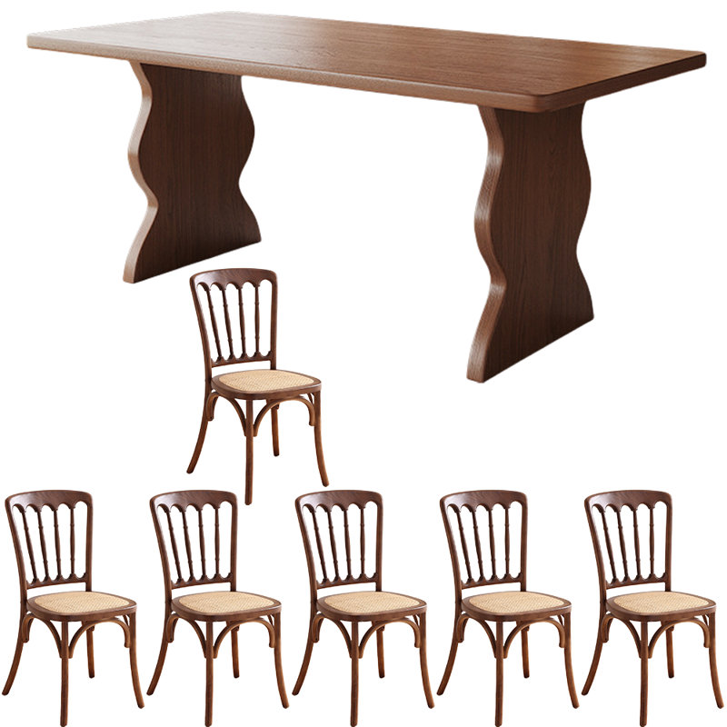 Ensemble de salle à manger en bois de frêne brun, H 29,9 po x L 63 po x l 30,7 po