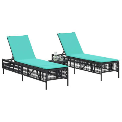  Patio Sun Lounger Black PE Rattan Standard