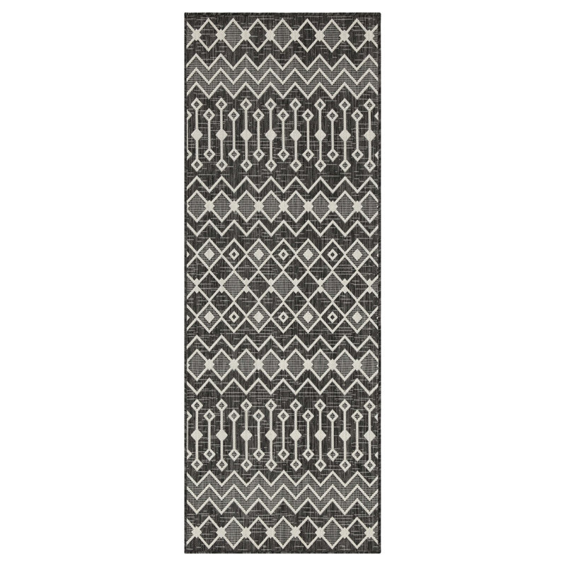 Sunshine Anthracite Indoor/Outdoor Area Rug, Runner 2'7" x 7'3"