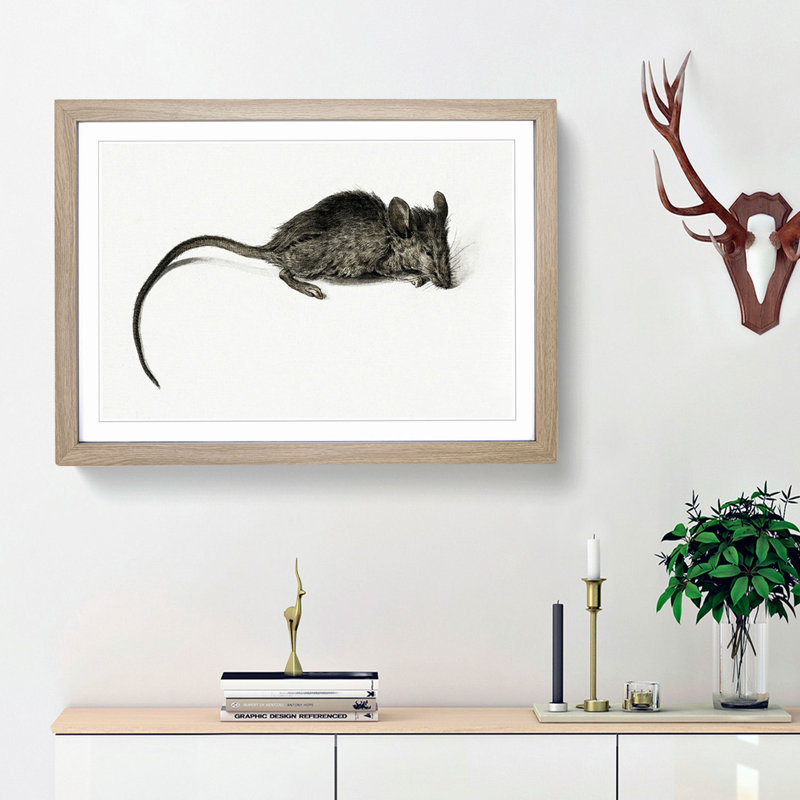 Mouse by Jean Bernard - Picture Frame Painting Print, 27cm H x 36cm W x 2cm D, Oak Framed