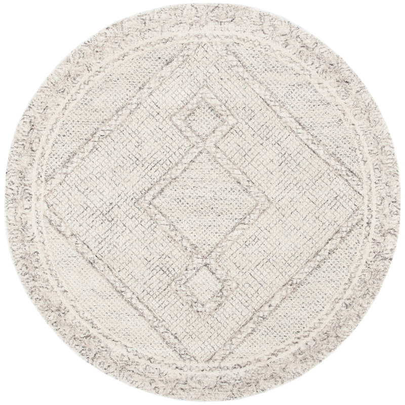 Conroy Hand Tufted Wool Geometric Rug, Round 6'