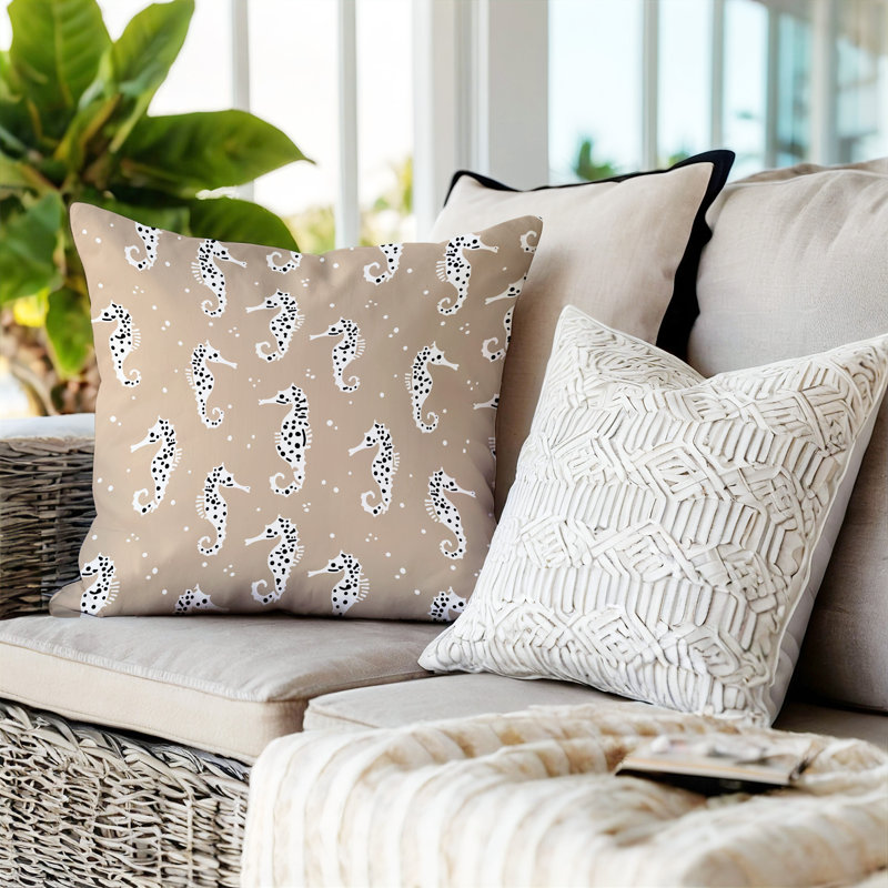 Barnon Reversible Throw Pillow, Beige, 18"H x 18"W