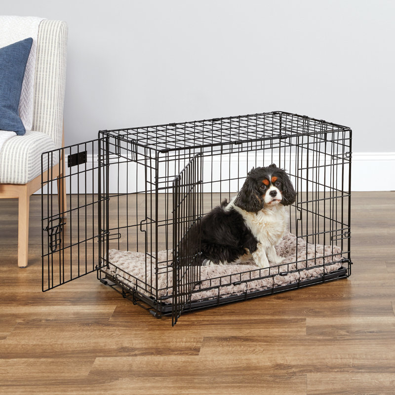 Extra Small Black Rolling Metal Dog Crate with Double Doors