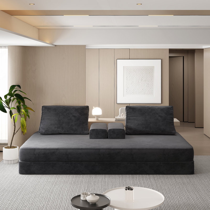 Luxueux canapé Marshmallow Boucle avec coussins moelleux, pour le confort et le style dans n'importe quel salon, Gris foncé
