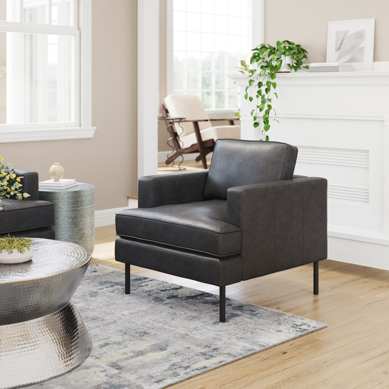 Faux Leather Armchair, Vintage Grey Faux Leather