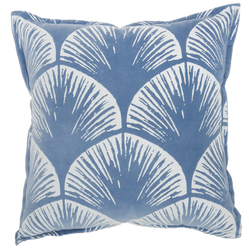 Housse de coussin en coton Arielle, Géométrique bleu 1, H 18 po x l 18 po