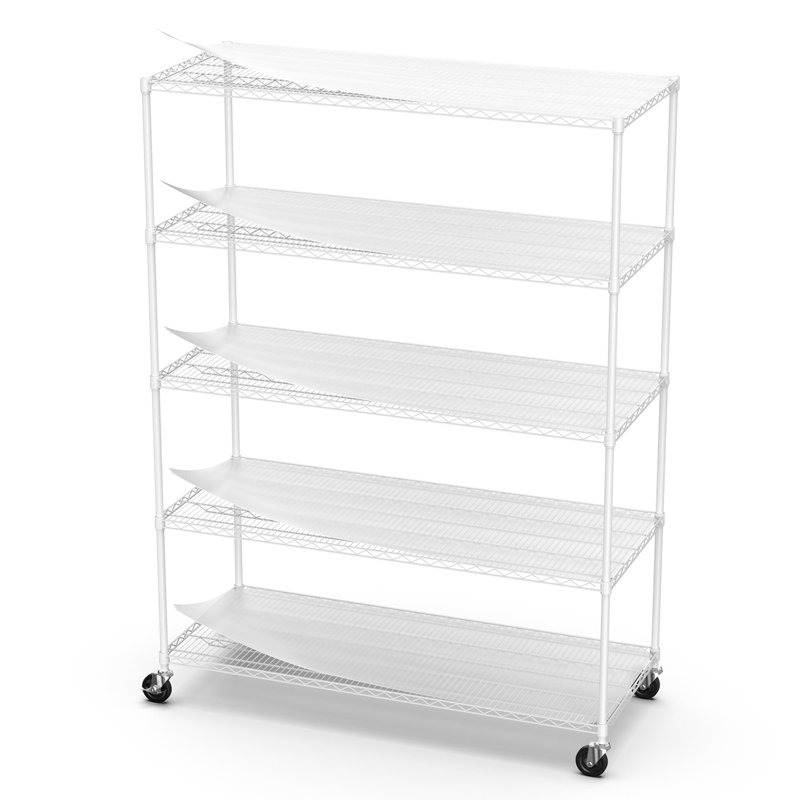 Tablette de rangement robuste en métal, Blanc, H 82 po x l 24 po x P 60 po