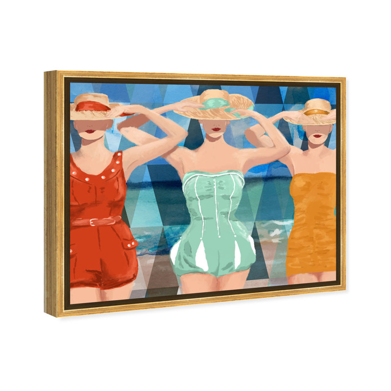 " Fashion And Glam Swimming Beauties, Glam Blue " by Oliver Gal, Gold Framed, 36" H x 45" W