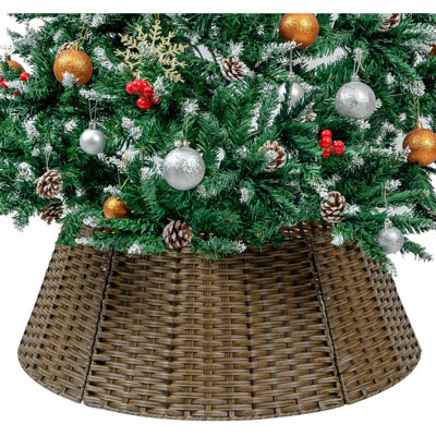 Collier d'arbre de Noël pour les arbres, jupe d'arbre de Noël en osier, collier d'arbre de Noël fabriqué à la main pour les arbres artificiels, jupe d'arbre rustique chaleureux