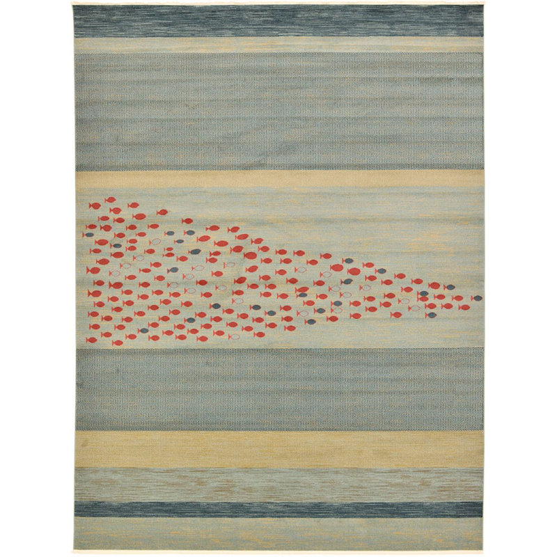 Tapis bleu / rouge / beige Abrigail, Rectangle 3 pi 3 po x 5 pi 3 po