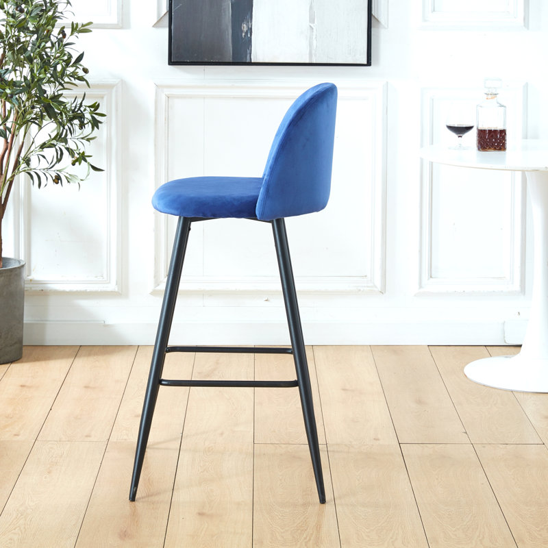 Tabouret de bar, ensemble de 2, tabouret de bar moderne en velours à hauteur de comptoir avec dossier, pieds et repose-pieds robustes en métal, assemblage facile, tabouret pour îlot de cuisine
