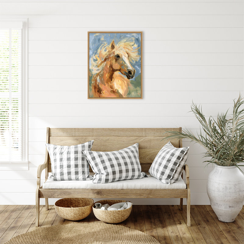 «Palomino in the Wind I» par Victoria Barnes, reproduction d'art sur toile encadrée, H 22,5 po x l 27,8 po