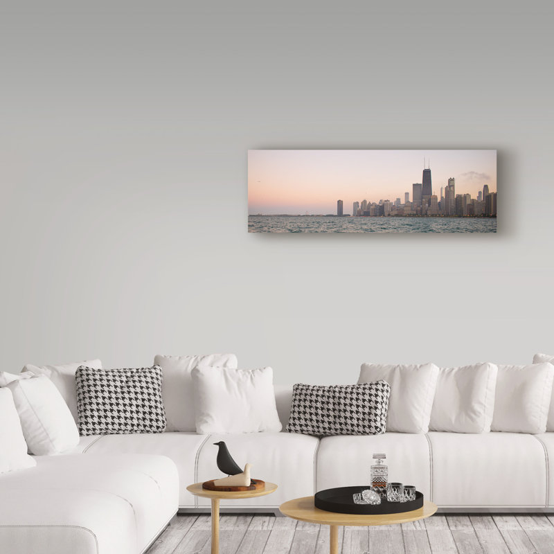 «Chicago Sunset» par NjR, reproduction de photo sur toile tendue, H 16 po x l 47 po x P 2 po