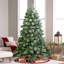 Arbre de Noël artificiel pin non givré avec pommes de pin, branches ouvertes et support en métal-112575497