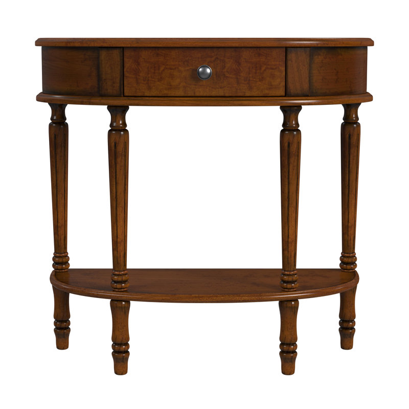 Mozart Demilune Console Table with Storage, Light Cherry