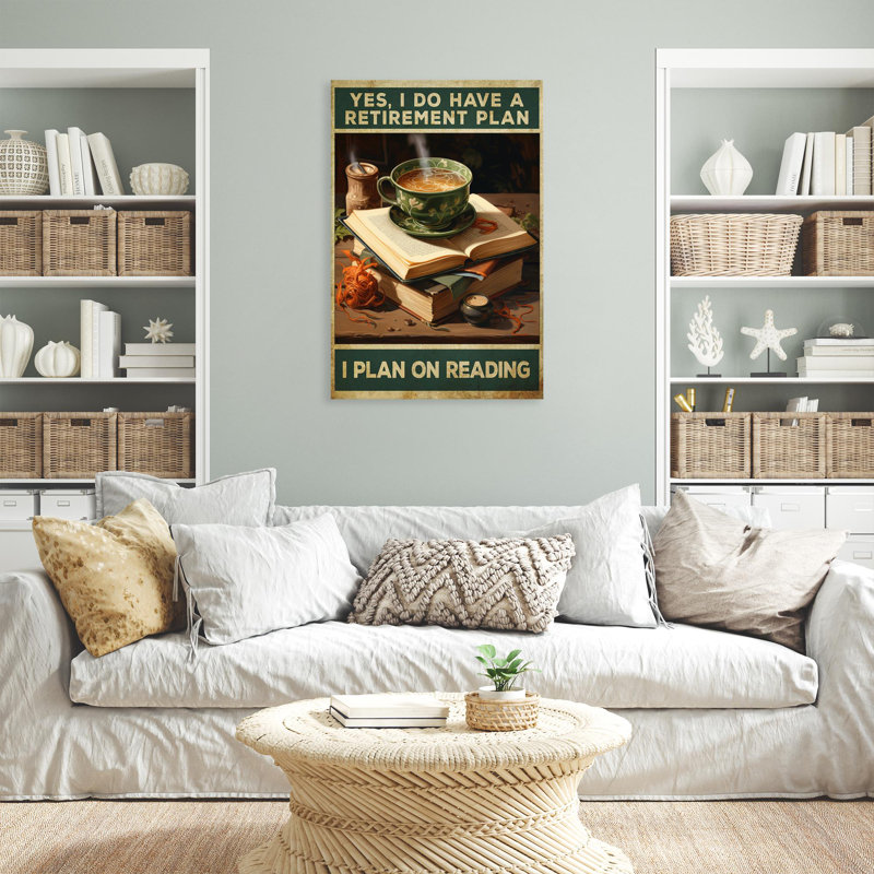 «I Plan On Reading - 1 pièce, impression rectangulaire», H 14 po x l 11 po x P 1,25 po