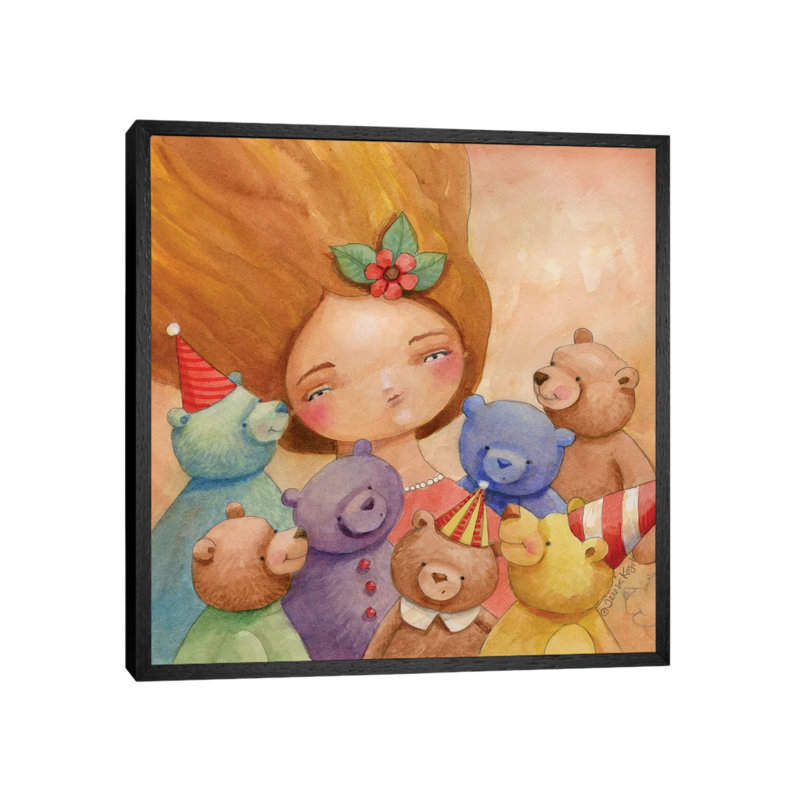 Lulu Bears by Teresa Kogut - Painting on Canvas, Black Floater Framed, 66.04cm H x 66.04cm W x 3.81cm D