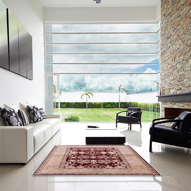 Tapis oriental rouge / beige Passerine, Carré 8 pi