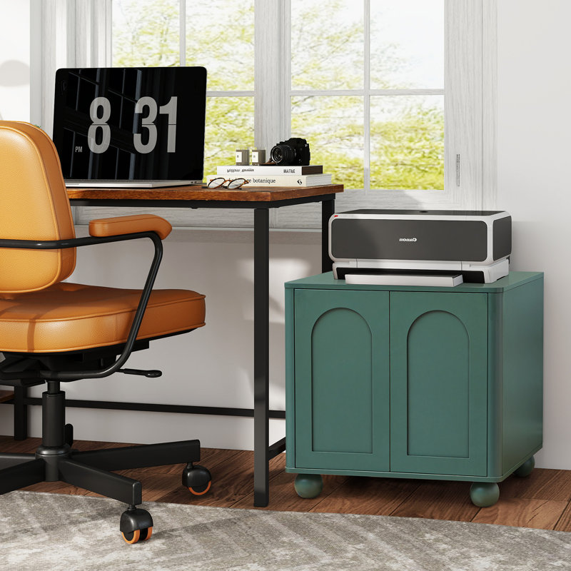 End Table With Storage And Charging Station, Green