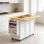 Îlot de cuisine sur roulettes avec armoire à déchets cachée, abattant extensible et support à épices | Chariot mobile avec tiroirs, tablettes réglables et roulettes verrouillables pour l'organisation de la cuisine