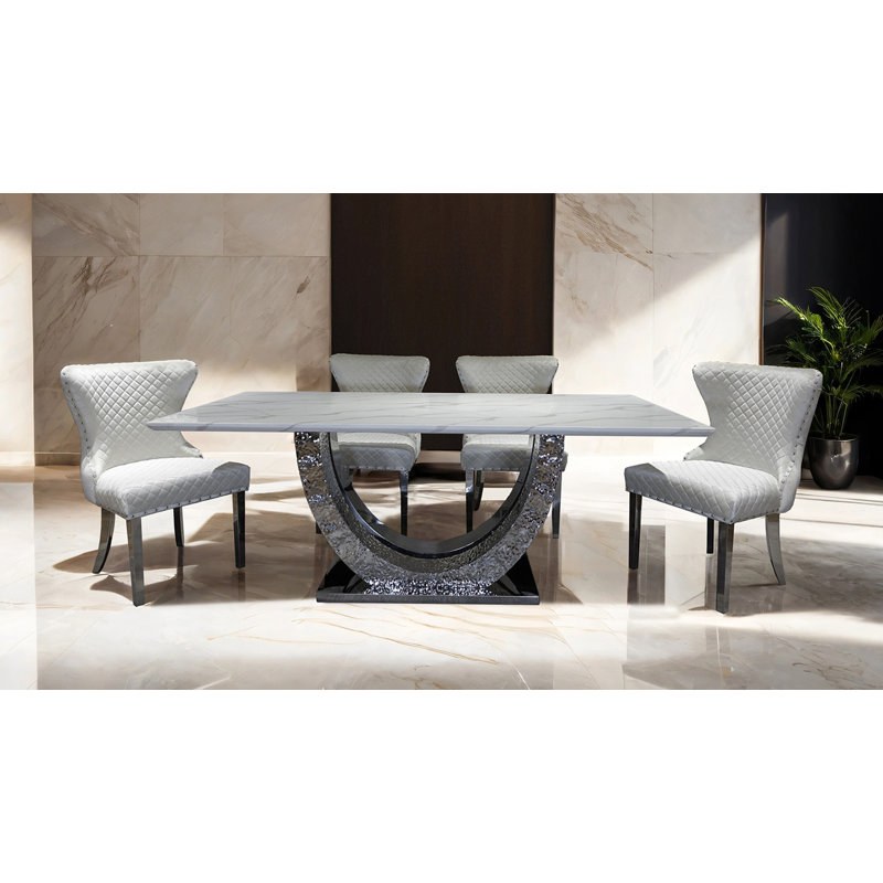 Table de salle à manger l 79,4 po Glam, Argent argent