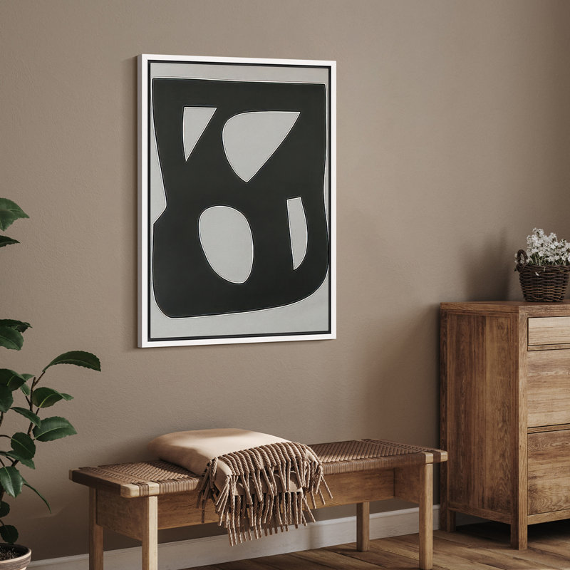 Abstrait géométrique sur toile encadrée - blocs de couleur noire, impression d'art moderne minimaliste pour le salon, la chambre à coucher ou le bureau