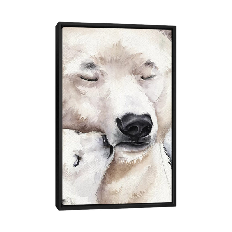 Décoration murale ours polaire pour enfants, H 60 po x l 40po x P 1,5 po, Toile avec cadre noir