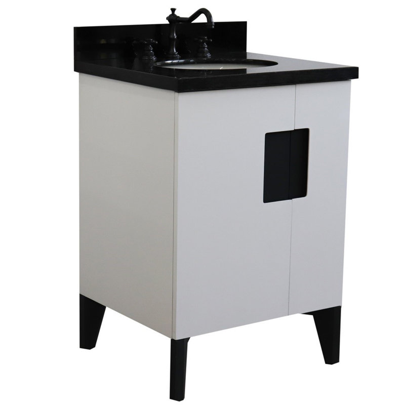Ensemble de meuble-lavabo simple 25 po, Noir, Blanc