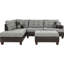 Canapé modulaire contemporain en polyfibre gris avec coussins en tissu capitonné et réversible 3 pièces