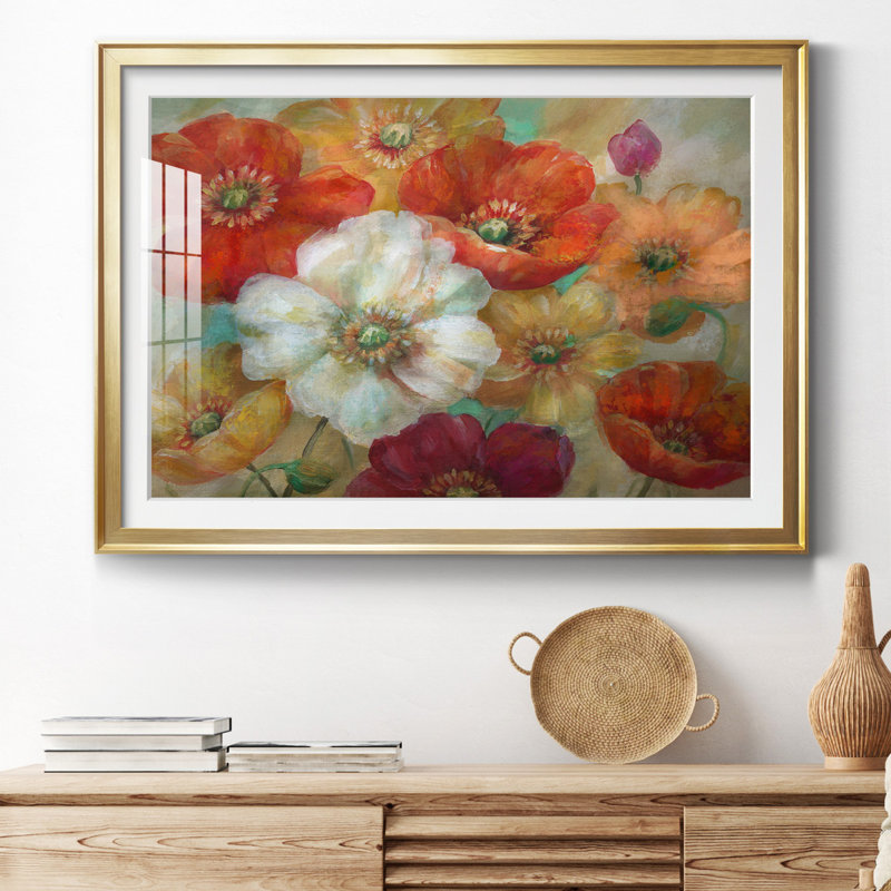 Poppycentric - Peinture encadrée, H 22,5 po x l 30,5 po x P 1,5 po, Cadre doré
