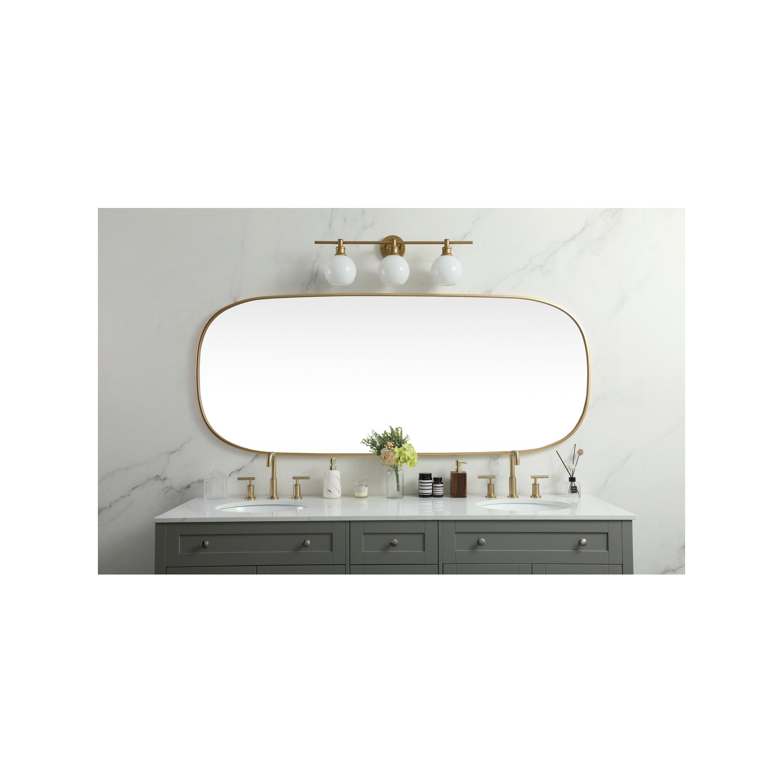 Bertin Metal Oval Wall Mirror, 60"  x 30" , Brass