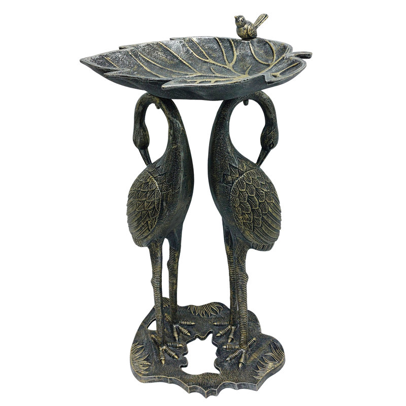 Cherubino Aluminum Birdbath, Pewter