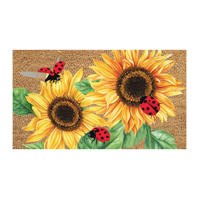 Tapis en coir tournesol coccinelle