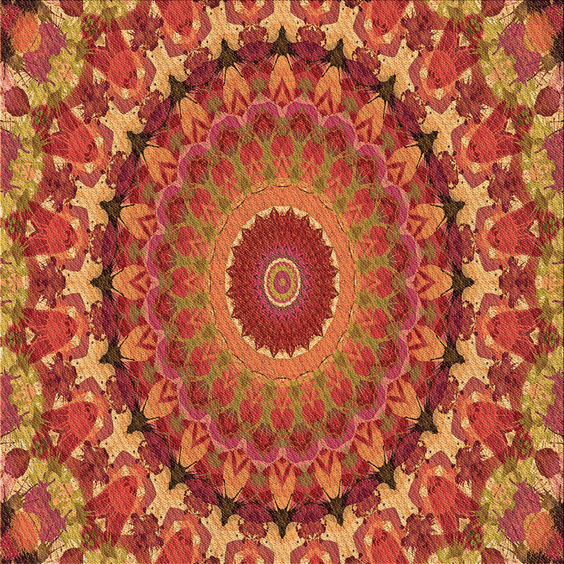 Tapis orange abstrait en laine, Carré 4 pi