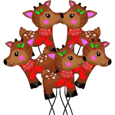 The Holiday AisleÂ® Christmas Reindeer 38 Inch Mylar-foil Balloon Pkg/5 -  81EF01A1E7A0483DA1496F82B8FD499B